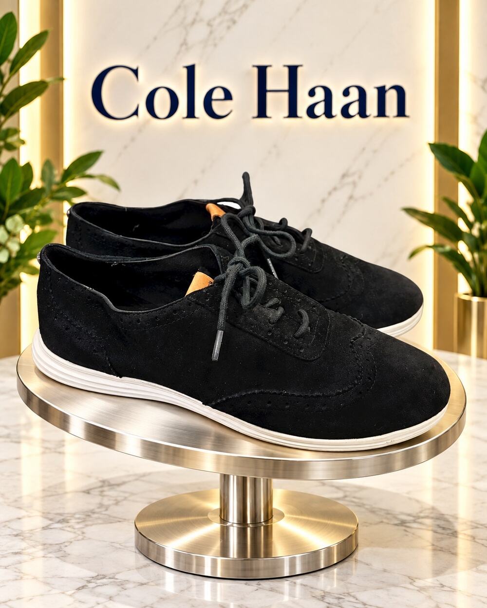 Cole Haan Misha Grand.OS Black Suede Wingtip Oxfords Women’s 7.5B W05166